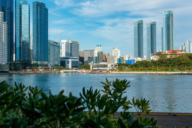 South Korea business district and modern architecture representing economic growth
