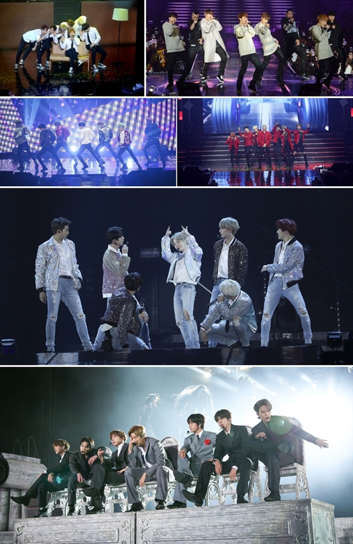 BTS members celebrating their ARIRANG album comeback with SWIM as title track